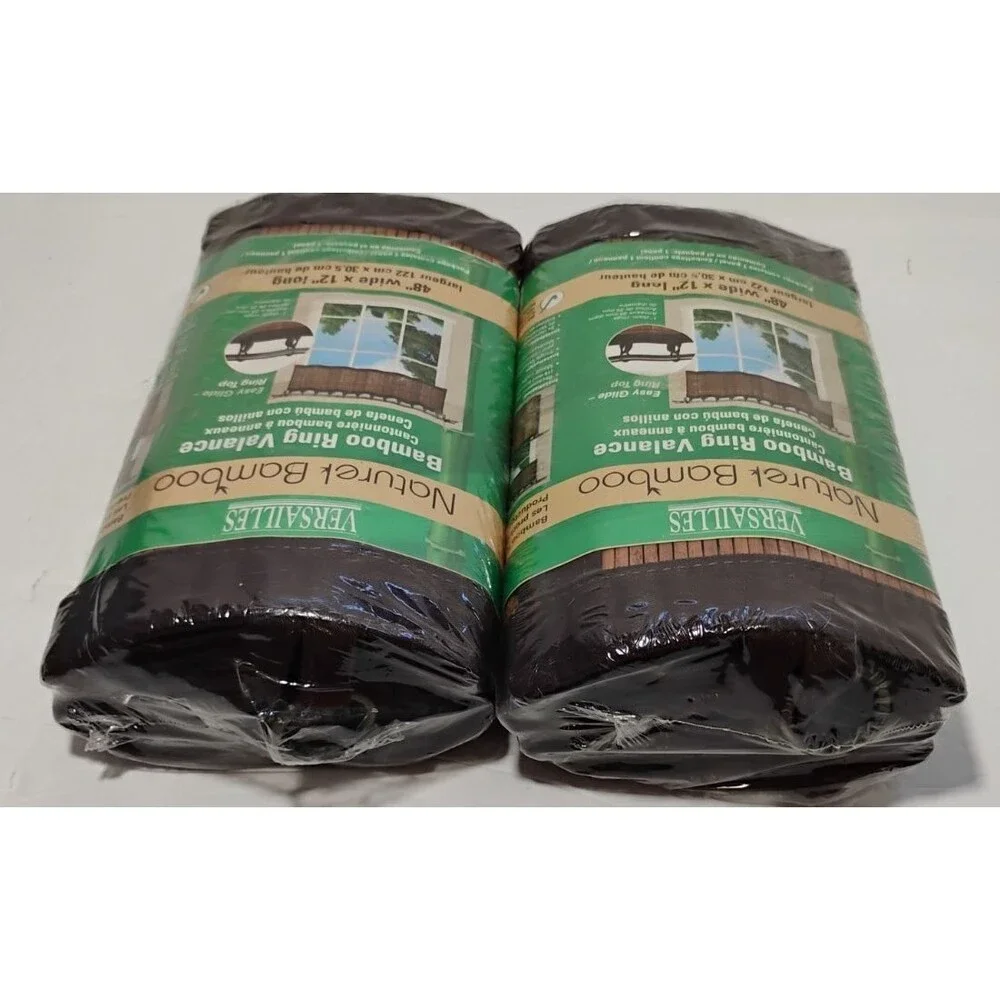 Versailles Naturel Bamboo Ring Valance 48X12 Set of 2 - NEW SEALED
